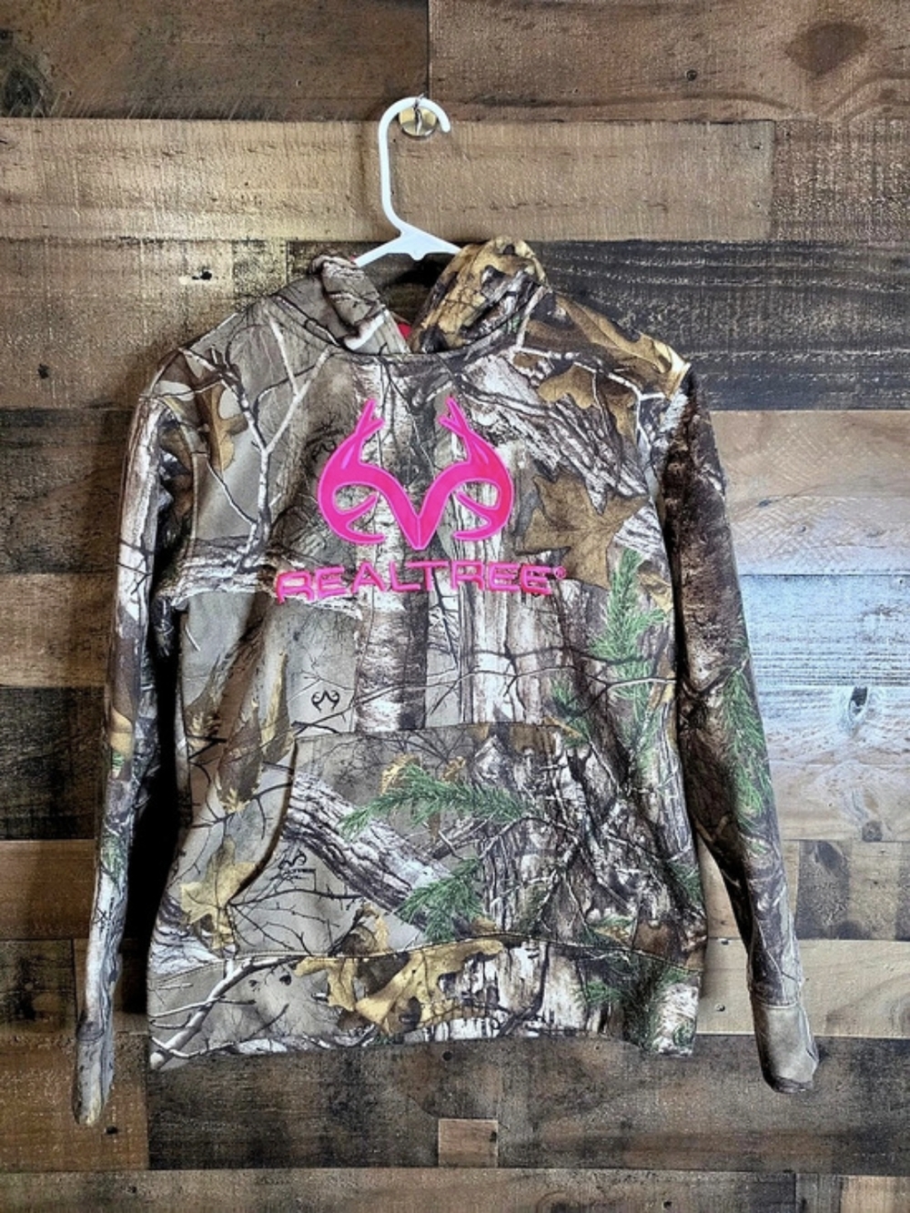 Realtree Youth Pink Logo Camo Hoodie Size Small (4-6)